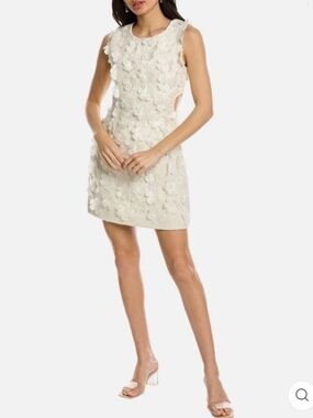 Dream Sister Jane Ivory Sea Flower Tweed Mini Dress with Cutouts - Size S NWOT